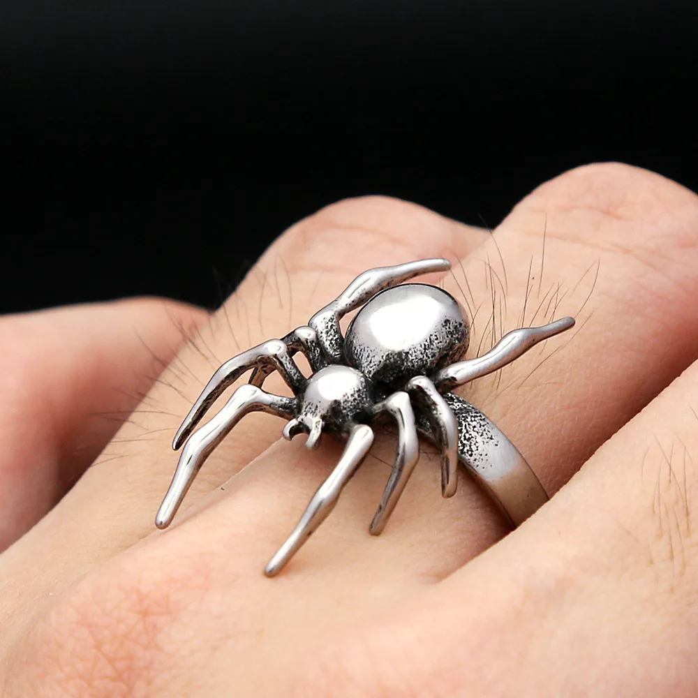 Retro Punk Spider Ring Gothic 316L Stainless Steel Singular Animal Rings For Men Women Fashion Party Jewelry Gifts Dropshipping