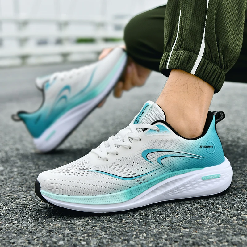 

Men's gradient sports shoes are breathable, lightweight, non slip, and comfortable to fit all season running shoes