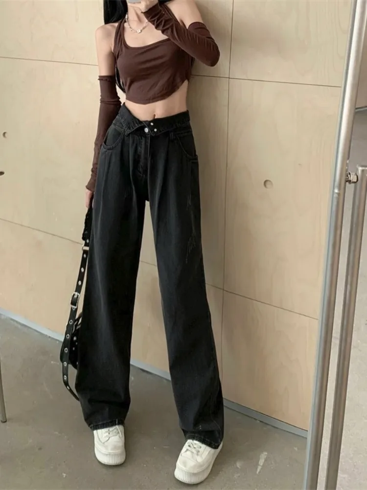 Black Jeans For Women In Spring 2024, Slimming And Loose Fitting Denim Wide Leg Pants  Niche High Waisted Casual Pants