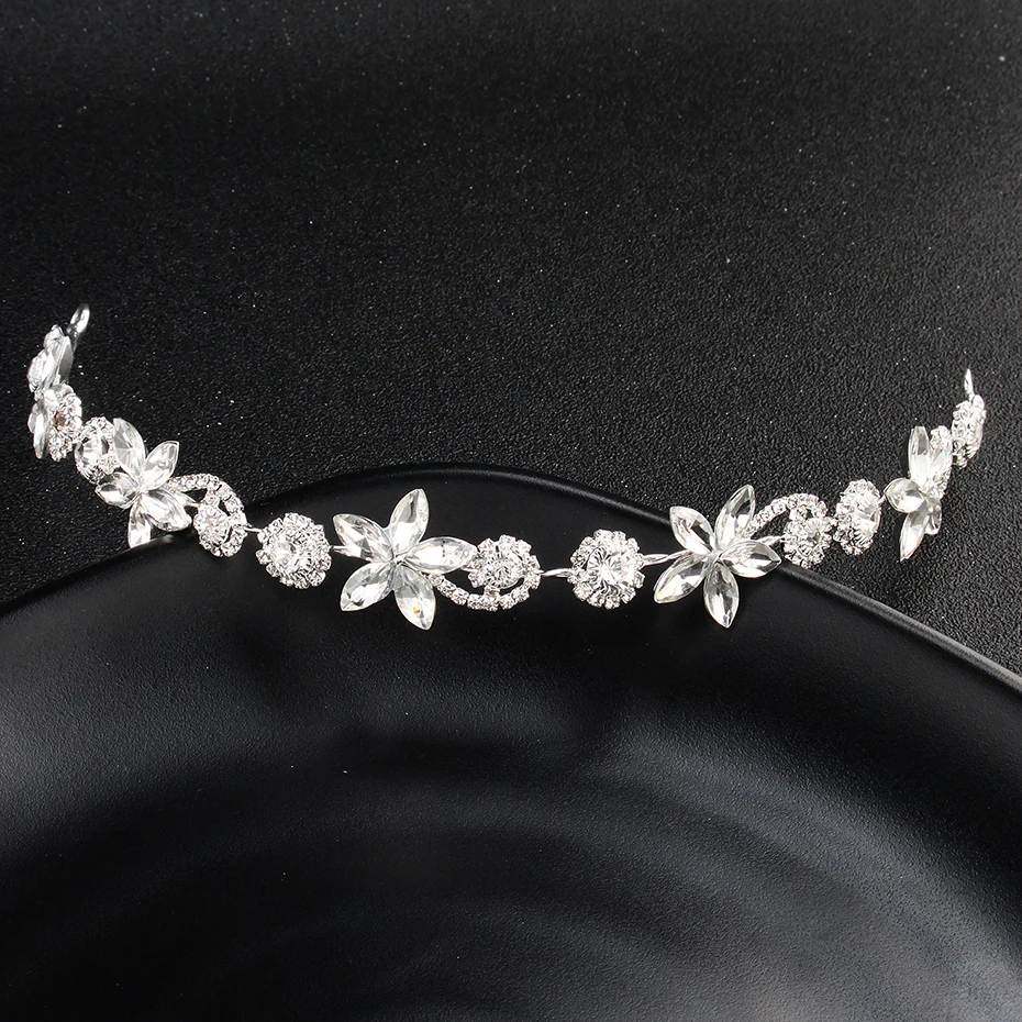 Bridal Wedding Hair Accessories Crystal Flower Pearl Headband for Women Hair Jewelry Party Bride Headpiece Bridesmaid Gift image 4