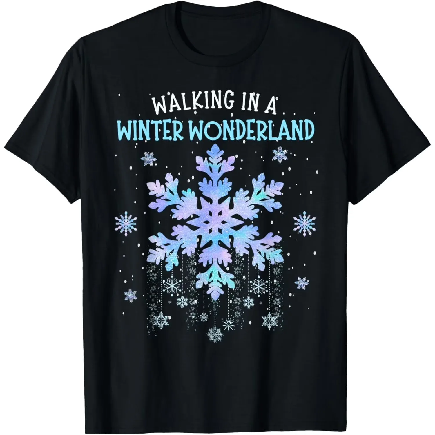 Walking In A Winter Wonderland Tie Dye Snowflake Christmas T-Shirt men and women can wear, black, white, gifts