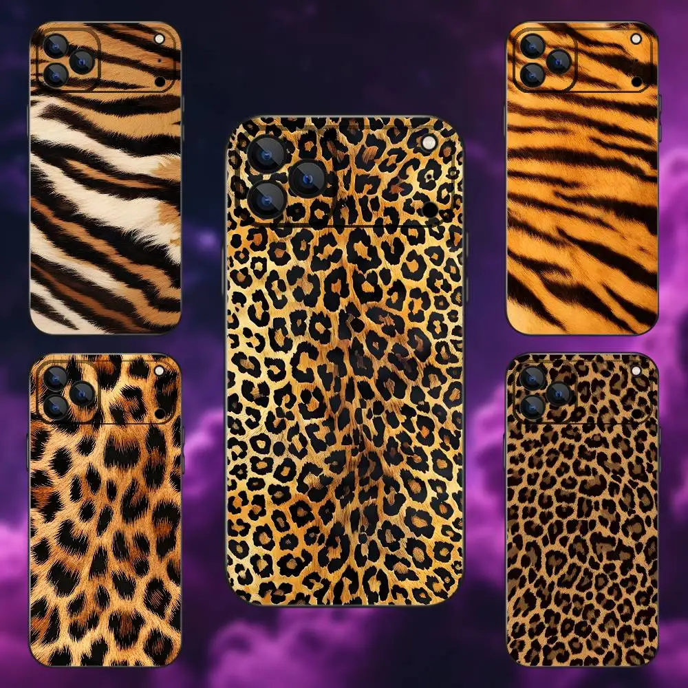 

Fashion Tiger Leopard Print Phone Case For iPhone 17,16,15,14,13,12,Pro,Max,Plus,E,SE4,Air,Mini Black Soft Box