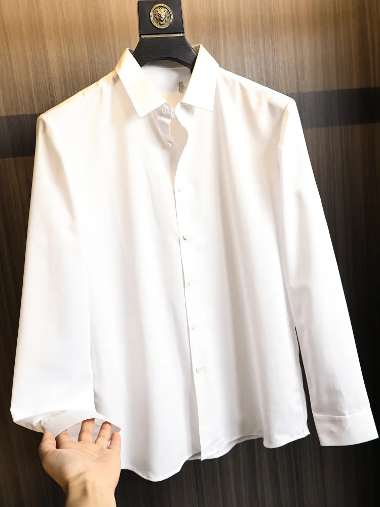 

Iron-Free Process Design Summer Men's Lightweight Business Long Sleeve Shirt Comfortable Standard Fit Fashion Urban Style