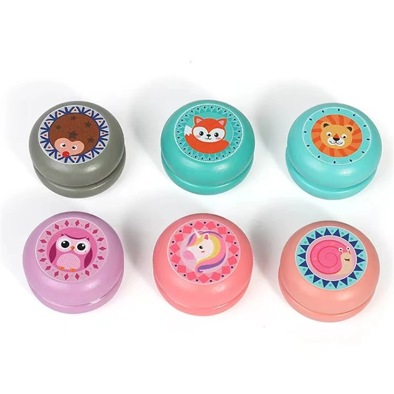 Children Yoyo Ball Cute Animal Prints Wooden Yoyo Toys Fox Owl Hedgehog Snails Toys Kids Yo-Yo Creative Yo Yo Toys For Fun