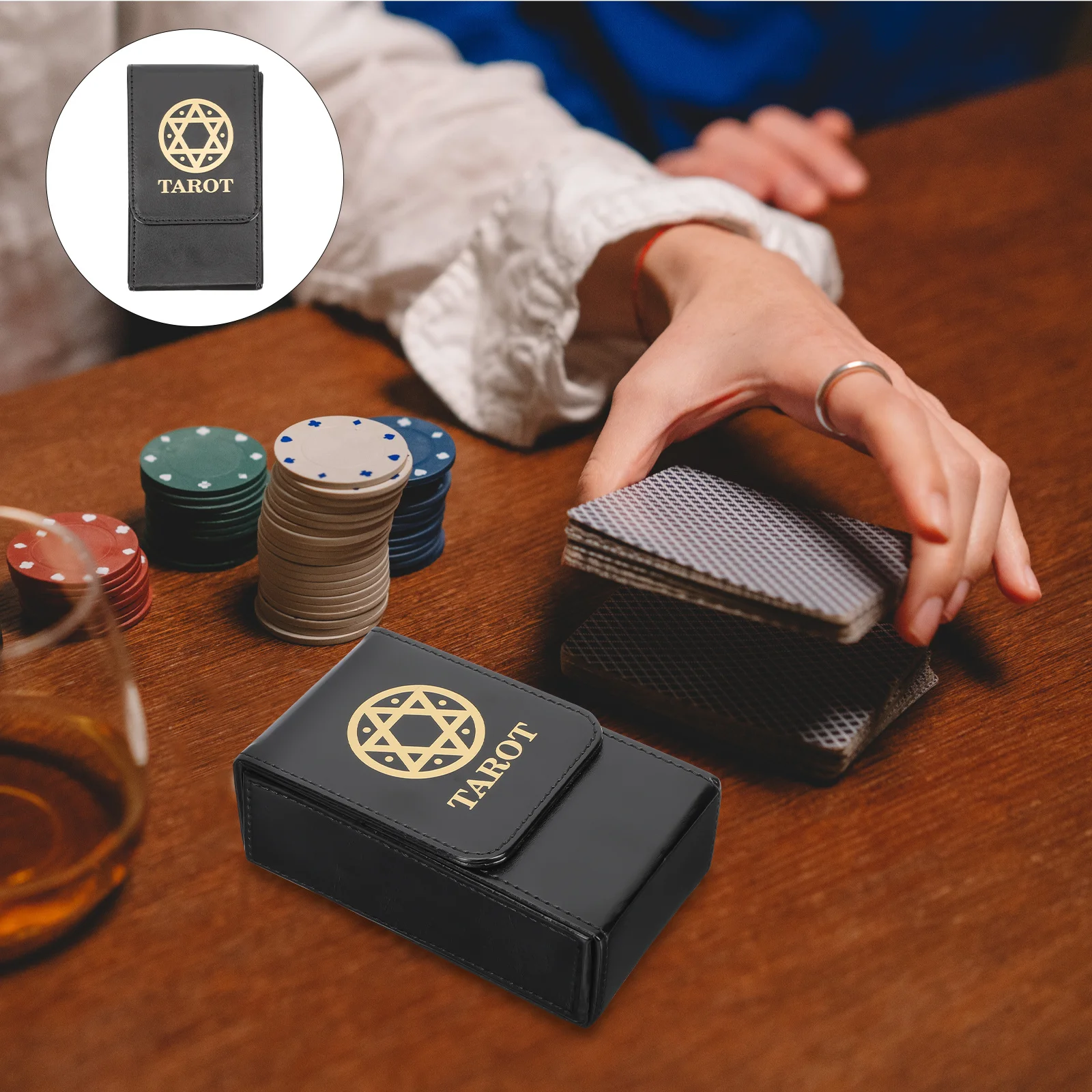 

Pu Tarot Cards Storage Box Portable Rectangular Holder Waterproof Case For Card Organizer Collection Hobby Supplies