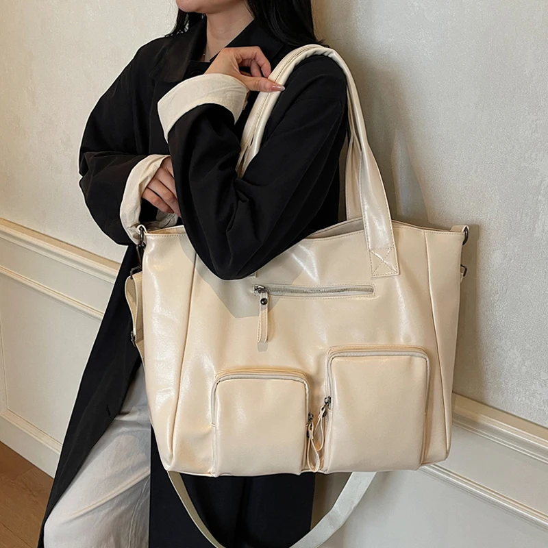 

Новая модная женская сумка на плечо из искусственной кожи, большая дорожная сумка-тоут, сумка для покупок, деловые сумки через плечо для ноутбука и колледжа