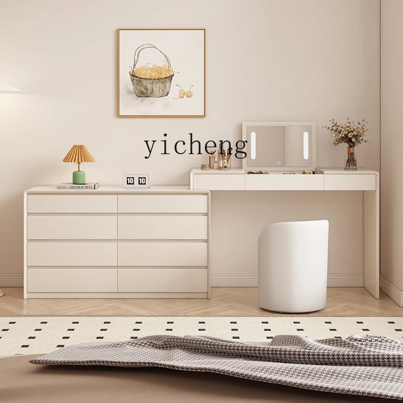 LX Simple Home ห้องนอน Retractable แต่งหน้าตารางมัลติฟังก์ชั่นข้างเตียง Storage