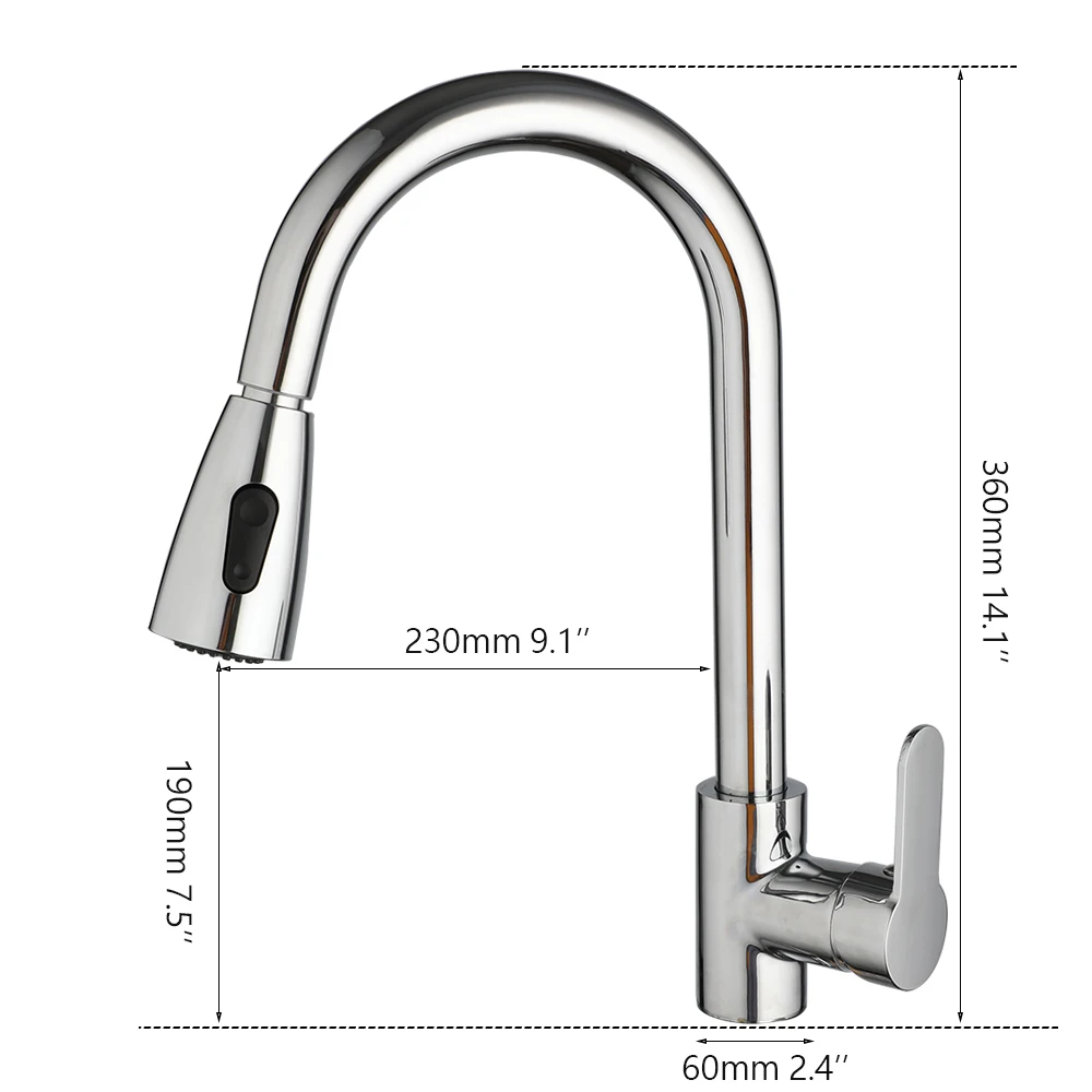 Torayvino Single Handle Kitchen Sink Faucet Swivel Pull-Out Rainfall And Stream Deck Mounted Black/Chrome Mixer Faucets Taps