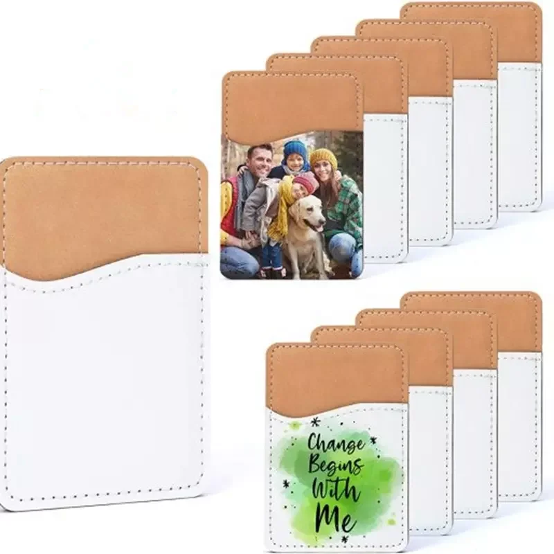 Sublimation Blank  PU Leather Card Holder Pouch Sticking Phone Wallet with Adhesive Stickers for Custom Design Personalized Logo