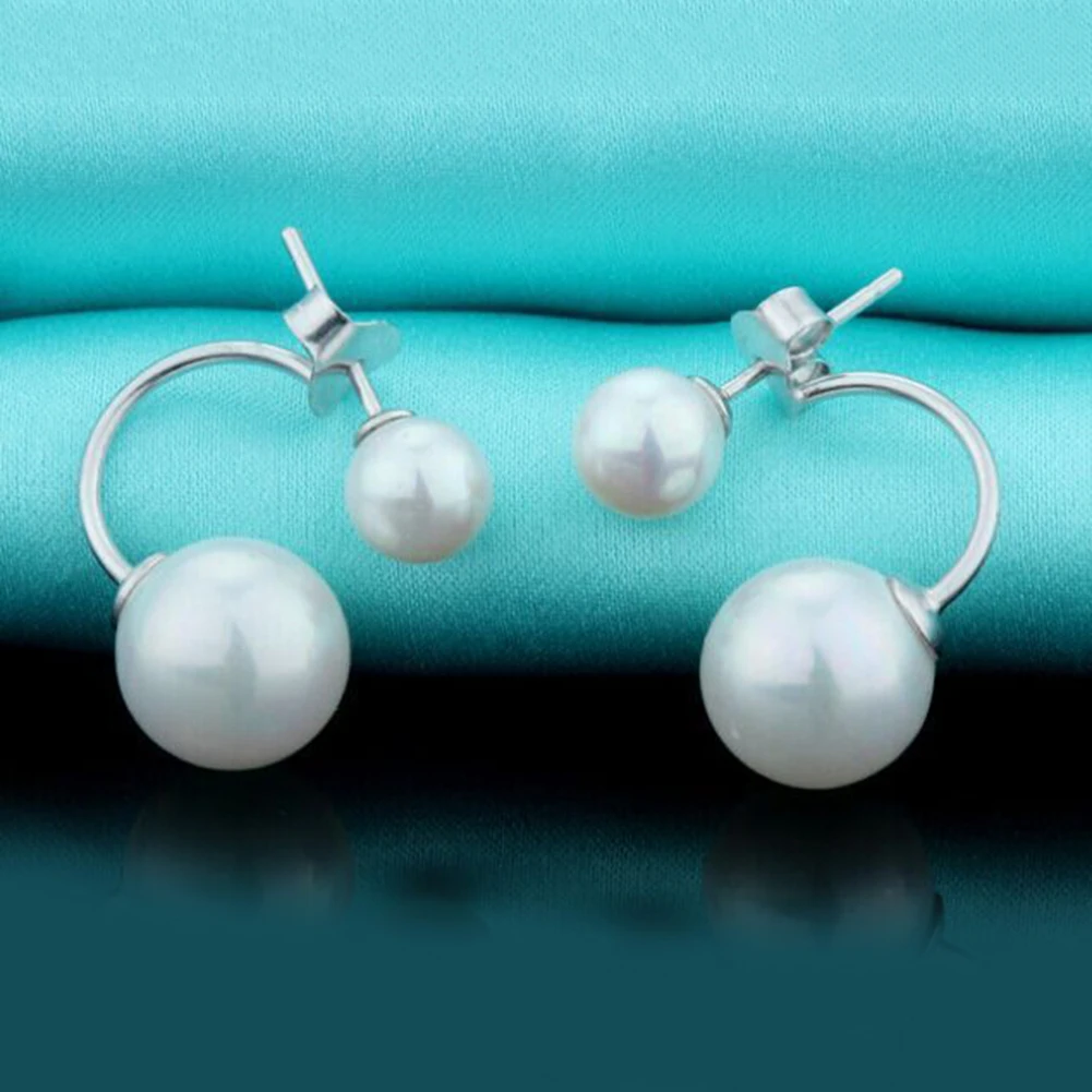 Double Side Earing Eardrop Fashion Jewelry Lady Earrings Simulated Pearl Earrings Eardrop Personality Earrings Ear Stud Sale