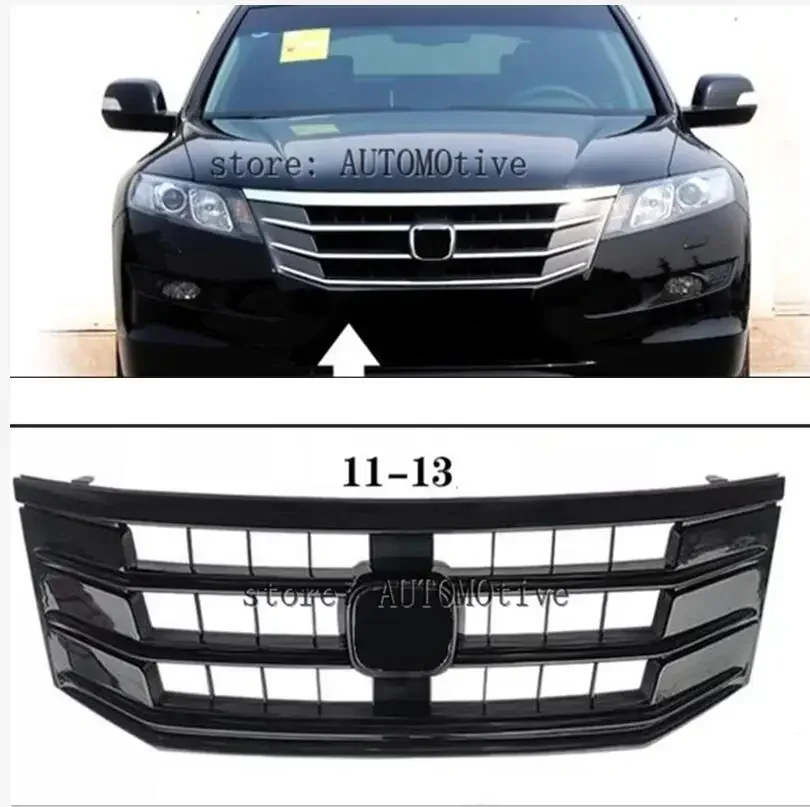 2011 2012 2013 Bright black for Honda Accord Crosstour ABS Chrome Honey Bumper Mesh Grille ,Front Car Grill Grills