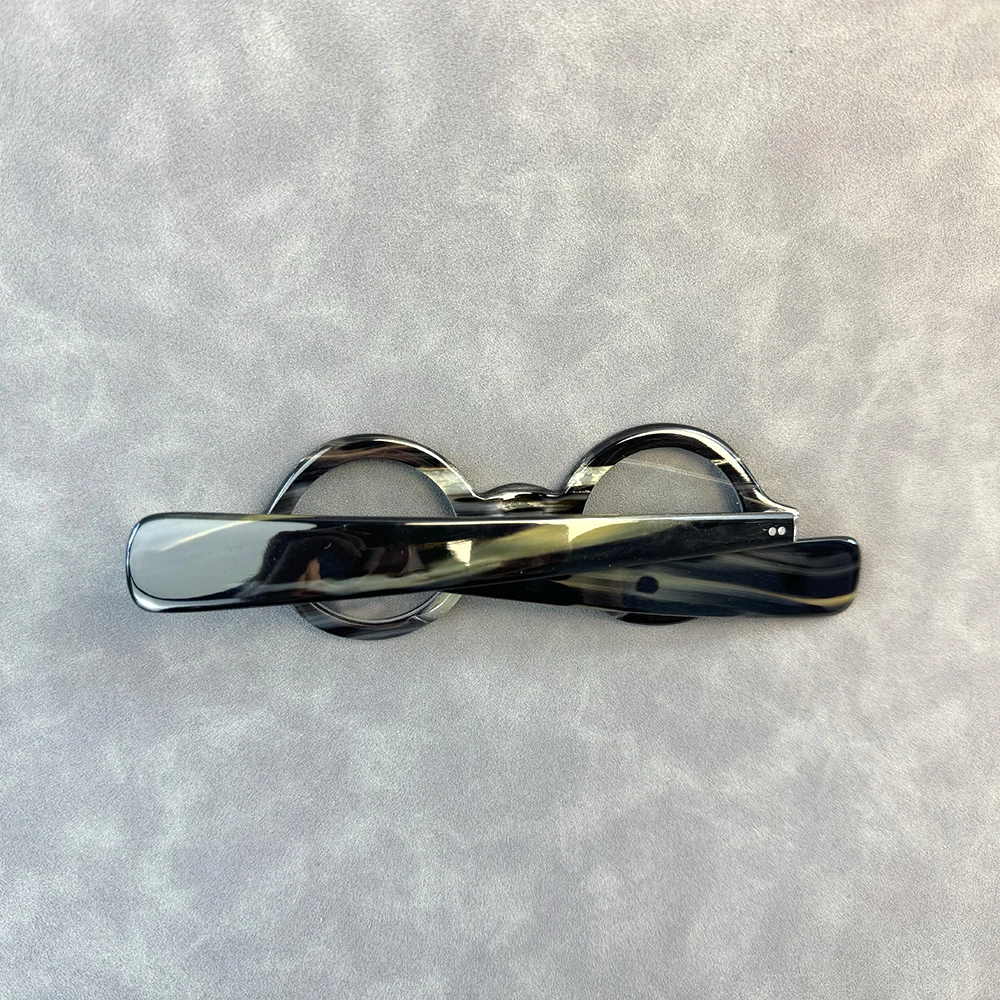 

Eyeglass Frames Unique Small Round Optical Lenses Eyewear Wide Temple Handmade 100% Natural Horn Prescription Man Glasses Frames
