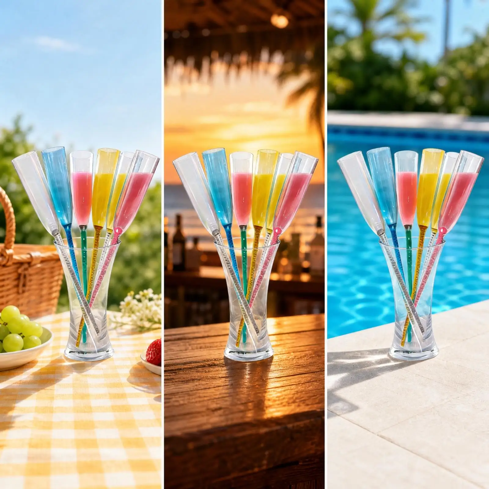 Elegant Acrylic Cocktail Tumbler Stemmed Cup with Attached Foot for Serving Effervescent Drinks at Events