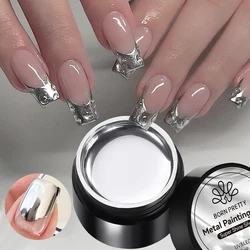 BORN PRETTY Silver Metal Effect Line Flower Drawing Gel Soak Off Transparent Colors 5g Painting Gel Polish UV Nail Art Gel Varni