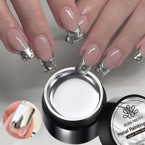 BORN PRETTY línea de efecto metálico plateado flor dibujo Gel remojo colores transparentes 5g pintura Gel esmalte UV Nail Art Gel Varni
