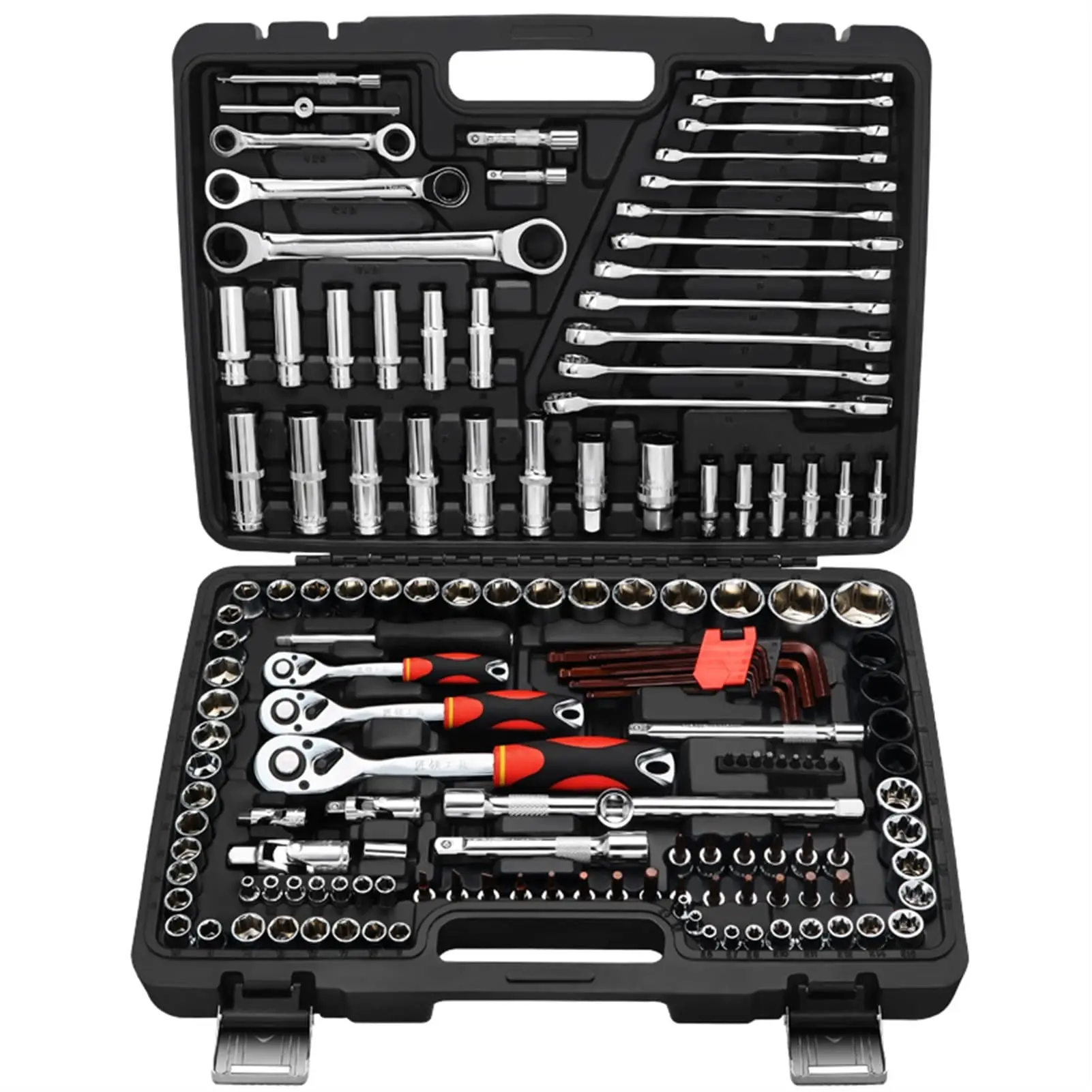

Steel Spanner Tools Set Auto Repair Tool Kit Including Hex Wrench Socket Wrench Hard Case for Car Mechanics Maintenance