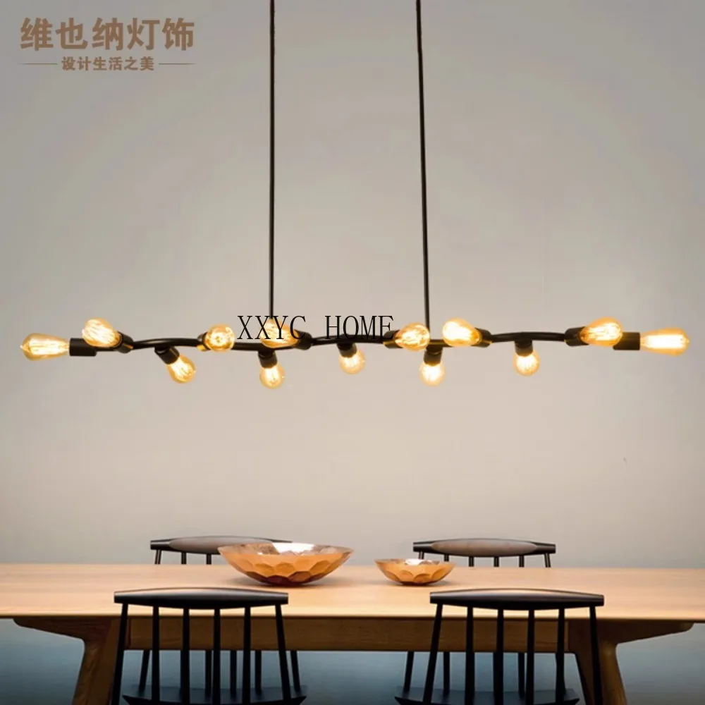 

American Restaurant Chandelier Creative Strip Light Cashier Coffee Shop Office Industrial Style Lamps