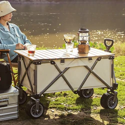 Outdoor camping cart Children can lie down on picnic carts, fold camping places, fishermen pull small trailers.