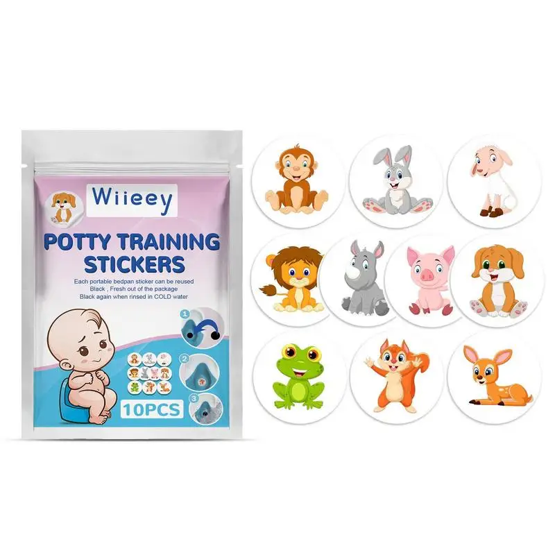 10pcs/pack Potty Training Stickers Cartoon Animal Theme Reward Stickers with 10 Different Patterns for Potty Training Seat