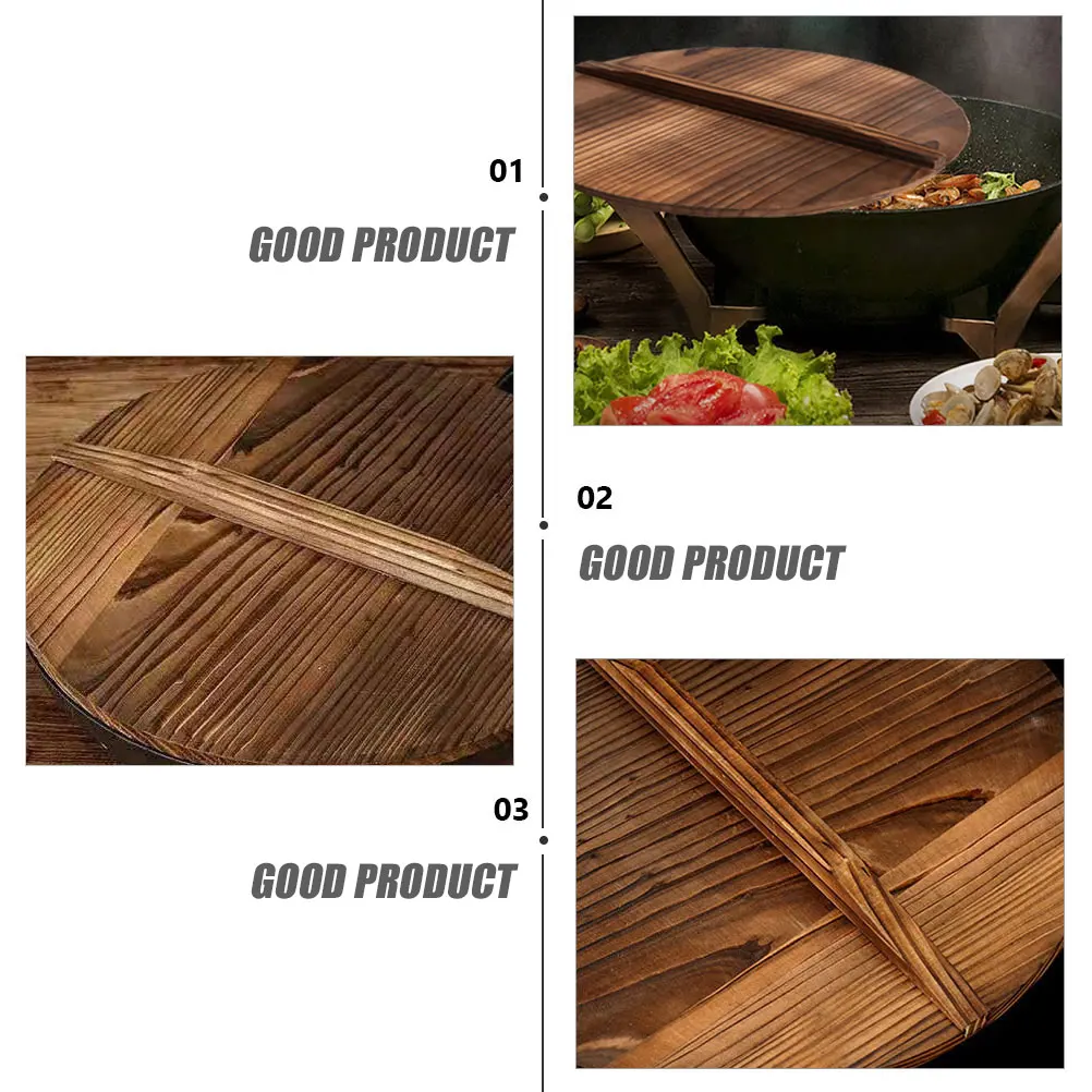 

Anti-spill Lid Protective Pot Cover Wooden Pan Oil Splashing Kitchen Gadget Frying Carbonized Fir Household Kitchenware Home