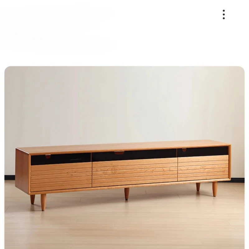 

TV Cabinet] Nordic Small Apartment Full Cherrywood Lockers Japanese Style Coffee Table TV Cabinet Unit