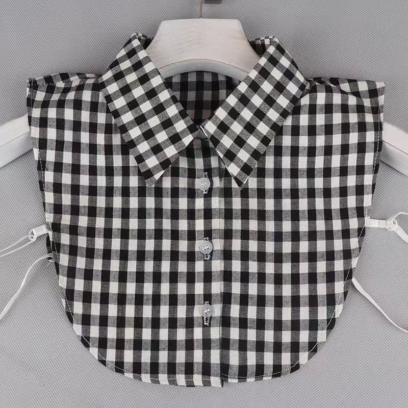 New Fake Collar Plaid Shirt Detachable Collars Solid Shirt Womens Dickie Collar White Girls Top Clothes Dickey Collar For Women