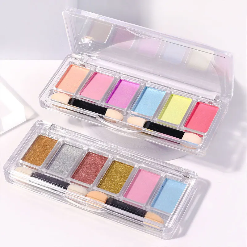 6 Color/Set Solid Magic Mirror Powder Nails Art Decoration Aurora Acrylic Glitter Mixed Manicure Holographic Powder