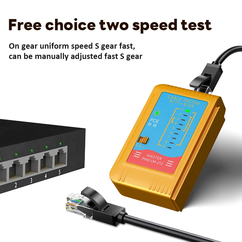 Probador de cables LAN, probador de cables de red POE a prueba de quemaduras, probador de cables LAN RJ45 RJ11 CAT5 UTP, herramienta de red, reparación de redes