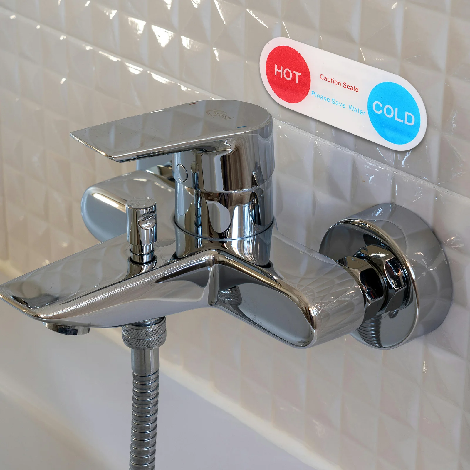 10Pcs Acrylic Hot Cold Water Indicators for Hotels Easy to Clean Elegant Design Reduce Guest Confusion Faucet Labels