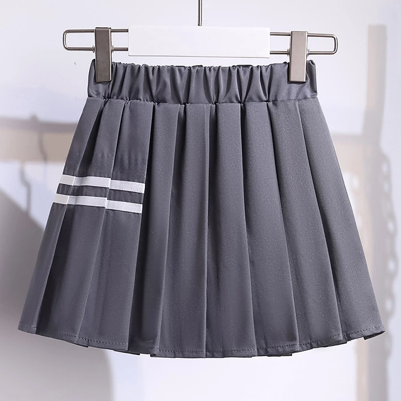 Summer Children Girls Clothes Set JK Student School Lapel Tshirts and Plaid Pleated Skirts Suit Kid Top Bottom Outfits with Tie