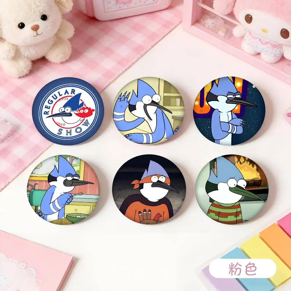 1pc Regular Show Cartoon Style Badge Brooches On Backpack Decoration Round Enamel Pins For Accessorys