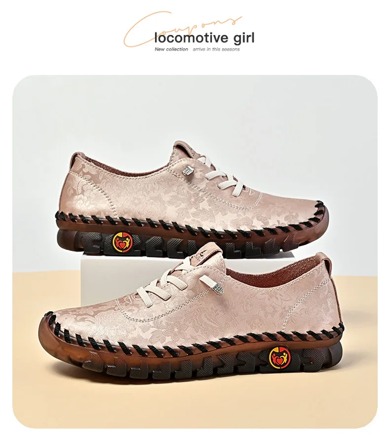 New Unique Oxford Shoes 43 44 Women's Split Leather Loafers Woman Orthopedic Moccasins Mother Designer Laced Daily Walking Flats