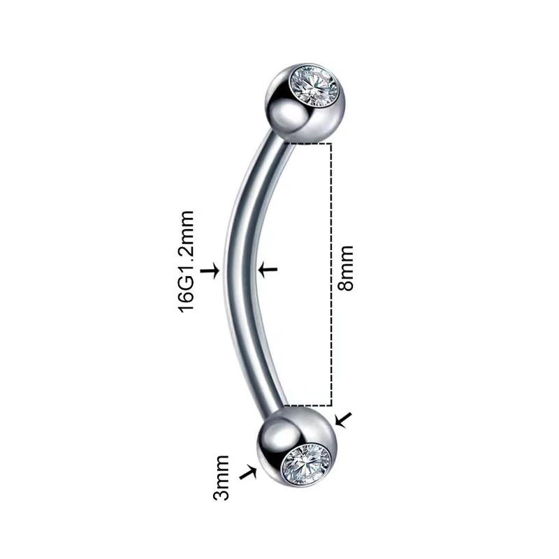 ثقب مرصع بالزركونيا المكعبة من الفولاذ المقاوم للصدأ ، اللابريت ، مونرو ، خاتم الشفاه ، الزنمة ، الأظافر ، القرط الحلزوني ، الغضروف ، المحار ، الأزرار ، 40 *