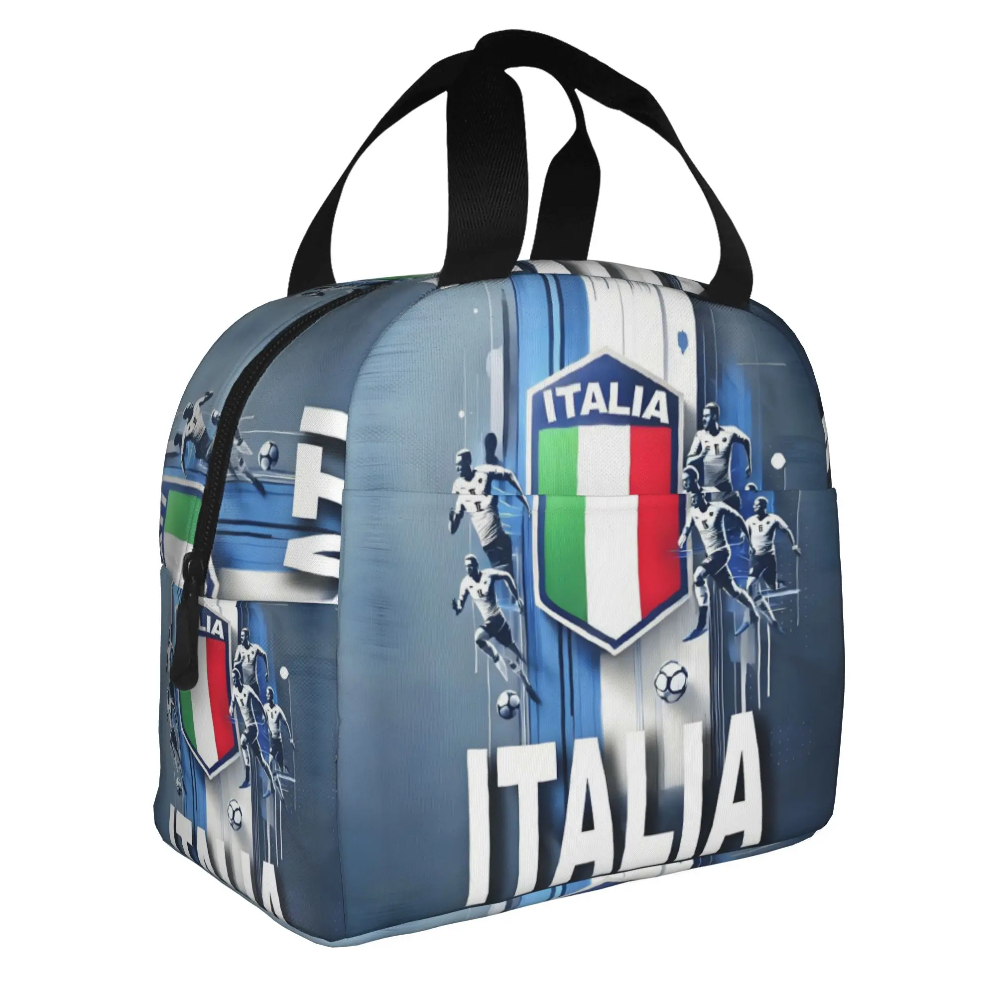 Bolsa de almuerzo aislada Soccer Italia Figc para mujer, reutilizable, para amantes del fútbol italiano, lonchera térmica, para oficina, picnic, viajes