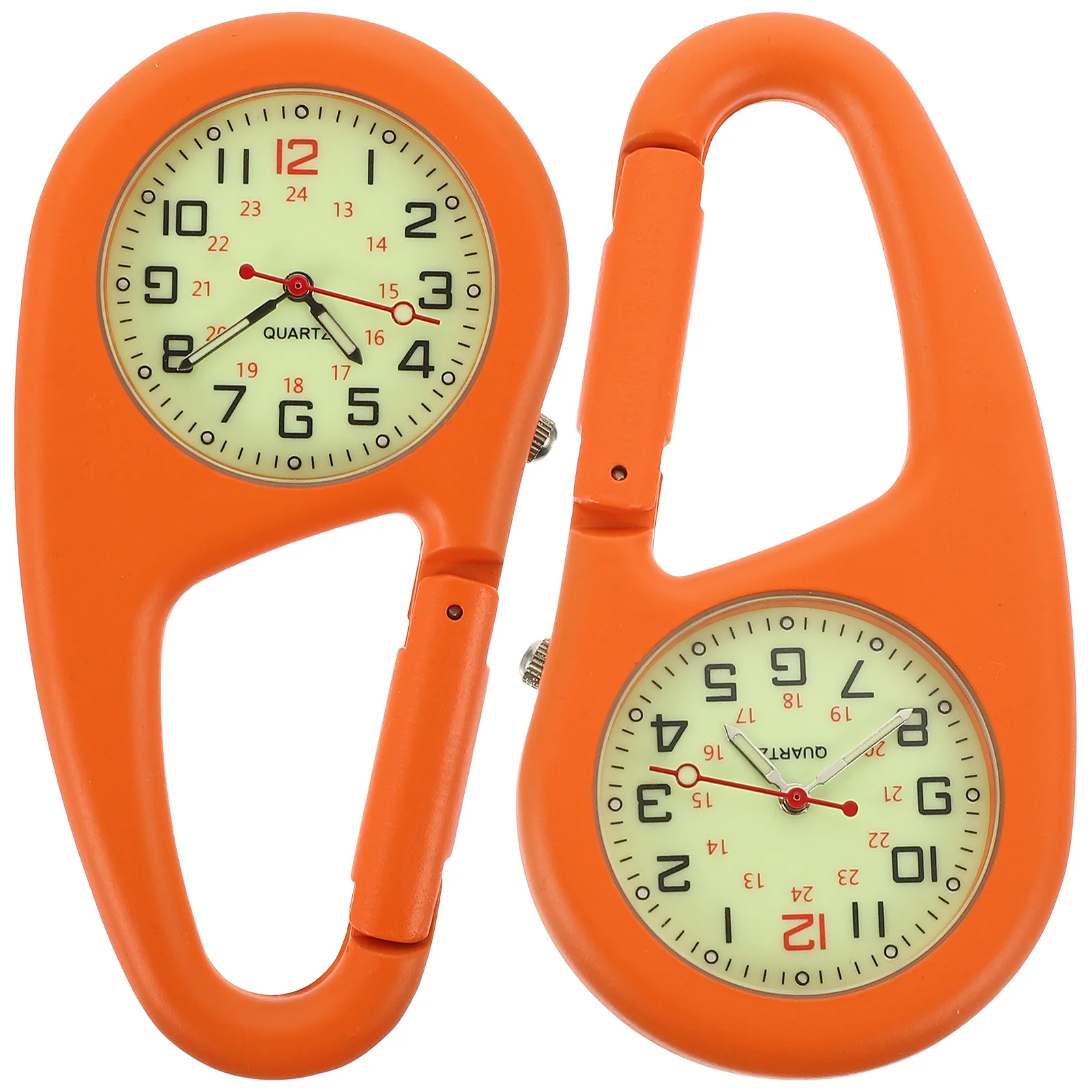 

2pcs Portable Fluorescent Quartz Carabiner Watch Mountaineering Outdoor Sports Luminous Alloy Clip On Backpack Fob Watch