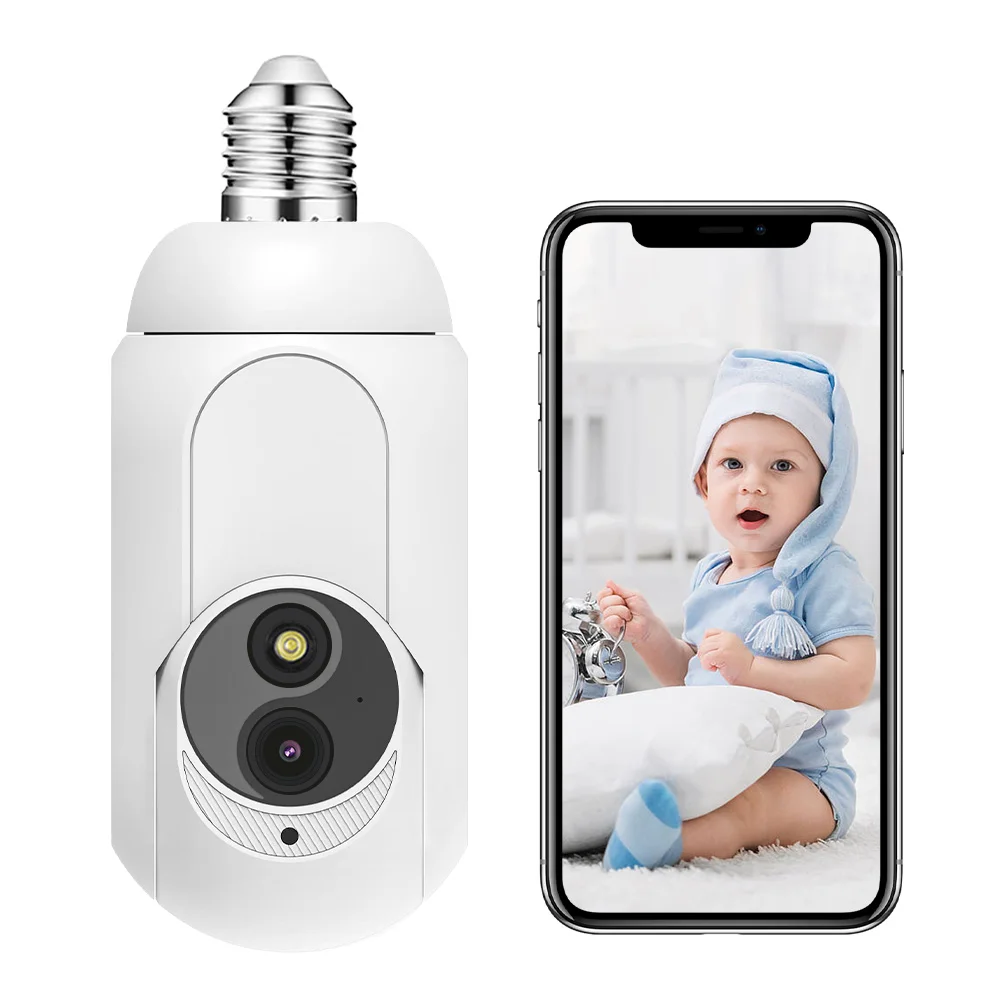 DBIT Wifi Camera E27 Bulb CCTV IP Camera 360° Panorama Night Vision Security Protection Surveillance Camera and See by Mobile