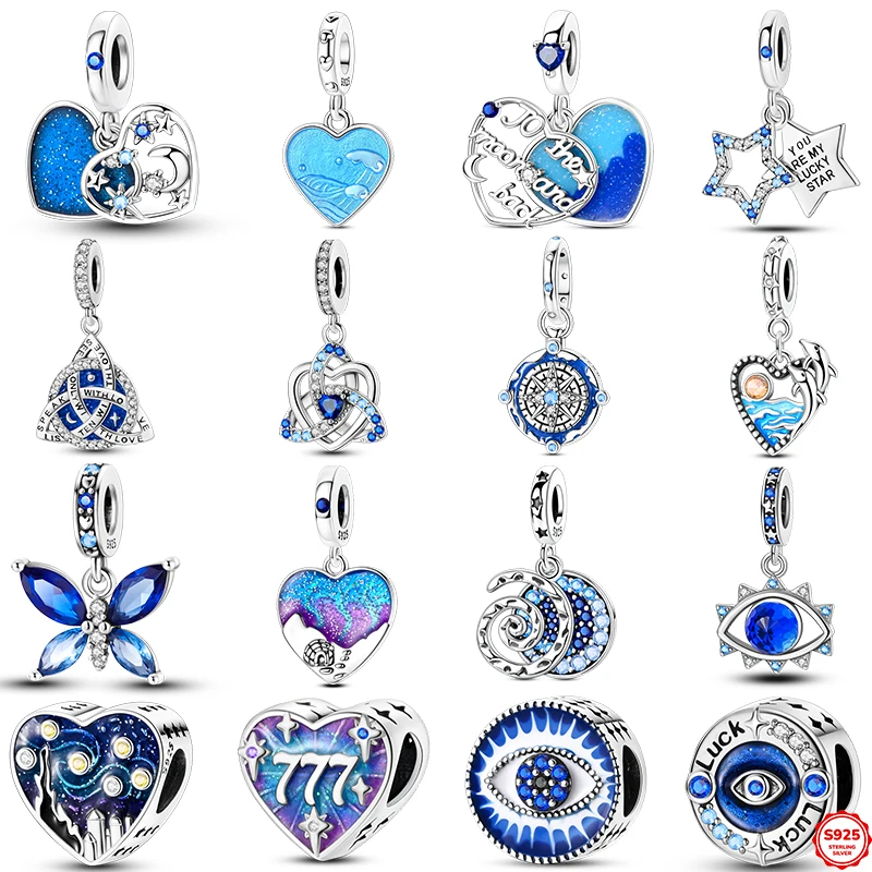 

Оригинальный кулон из стерлингового серебра 925 пробы, серия Blue, с кельтским узлом и звездным небом, подходит для браслетов и ожерелий, для создания украшений своими руками