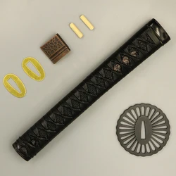 Nice Katana Tsuka Handle Steel Tsuba Guard Alloy Kashira Menuki Fuchi Habaki Seppa for Real Japanese Samurai Sword Fittings