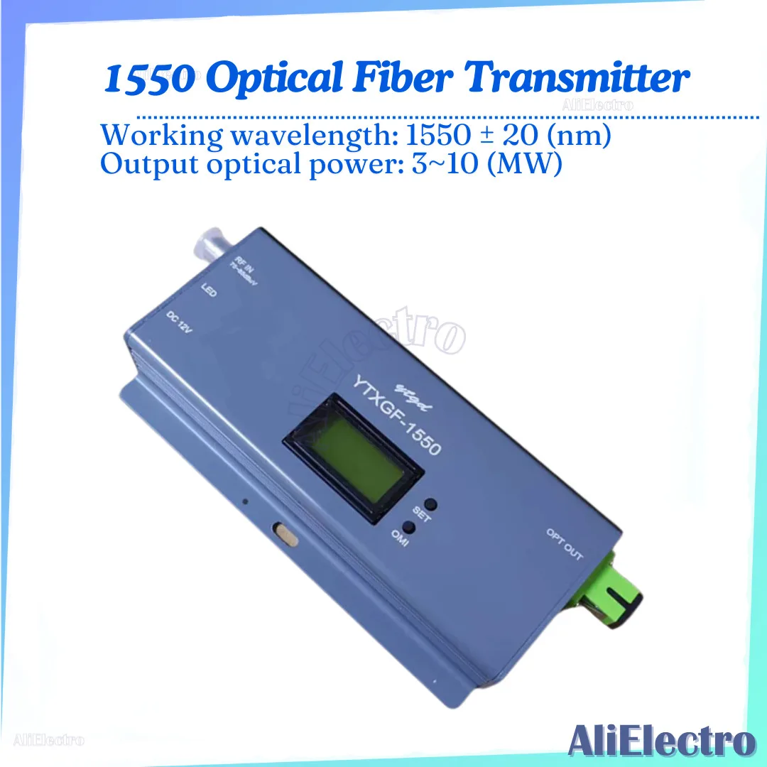 

New FTTH 1010AGC-1550 Optical Fiber Transmitter 1550nm CATV Optical Transmitter With SC/APC Connector RF Input With LCD Display