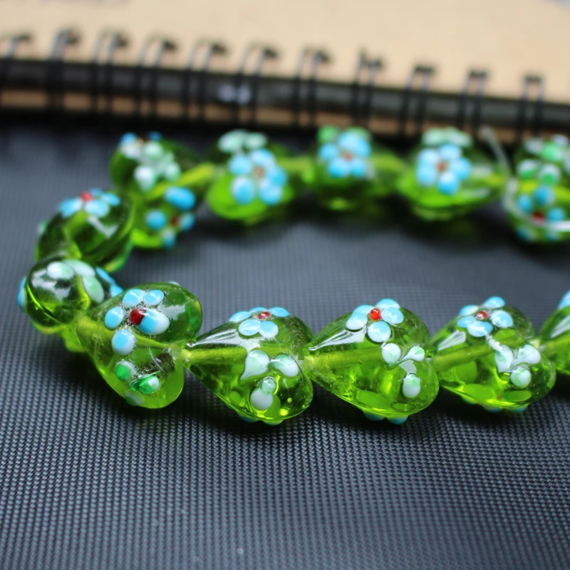 10pcs 15mm Handmade LampworkGlass  beads Heart Shape Outer flowers for jewelry Bracelet Necklace Earring making DIY Accessoires