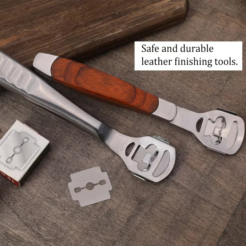 Fenrry herramienta de corte de cuero borde Skiver biselador de cuero herramientas de recorte DIY pala profesional cuchillo de cuero con 10 cuchillas