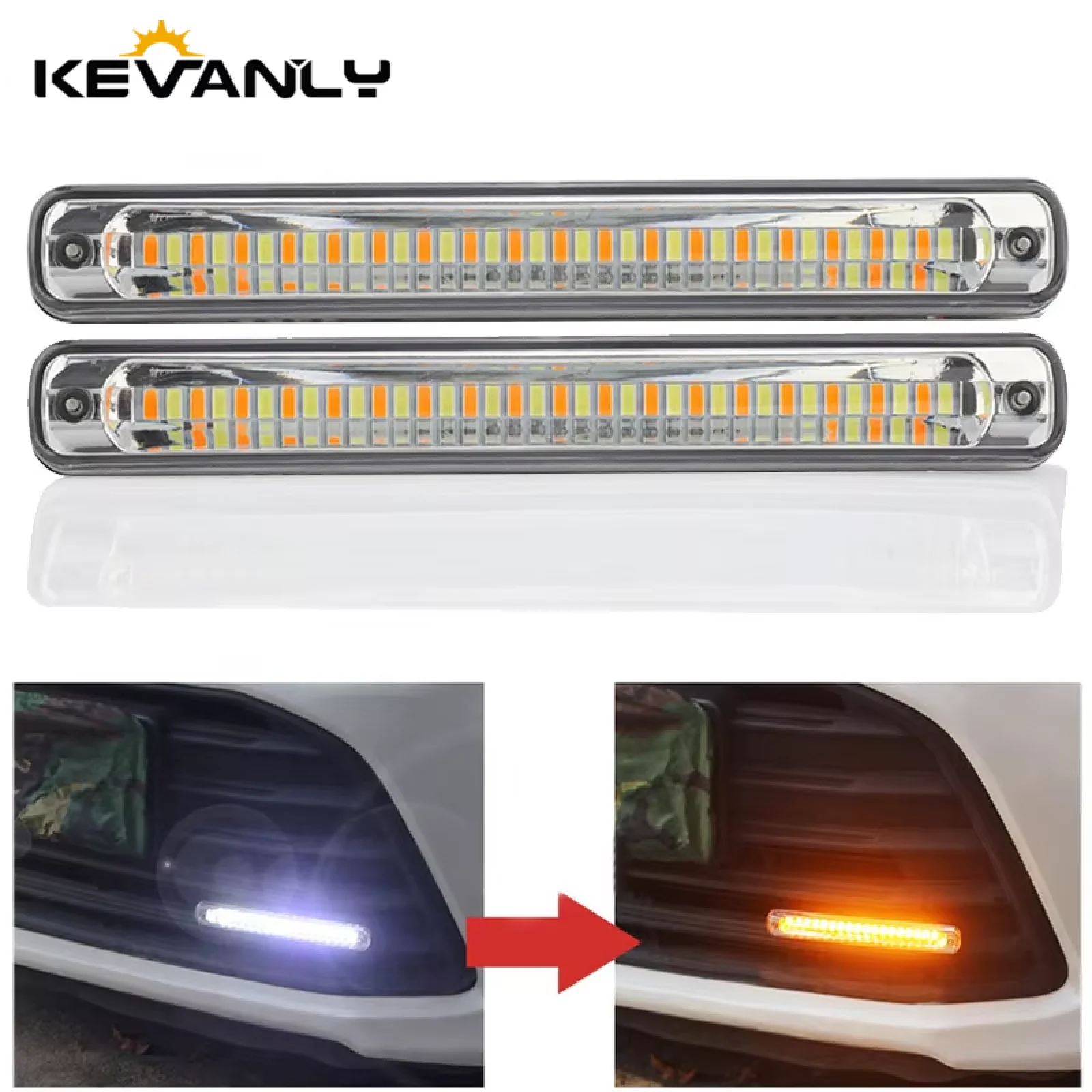 RXZ DRL LED Super Bright Daytime Running Light+Flowing Turn signal Headlight bar Night light 12v white/yellow/waterproof