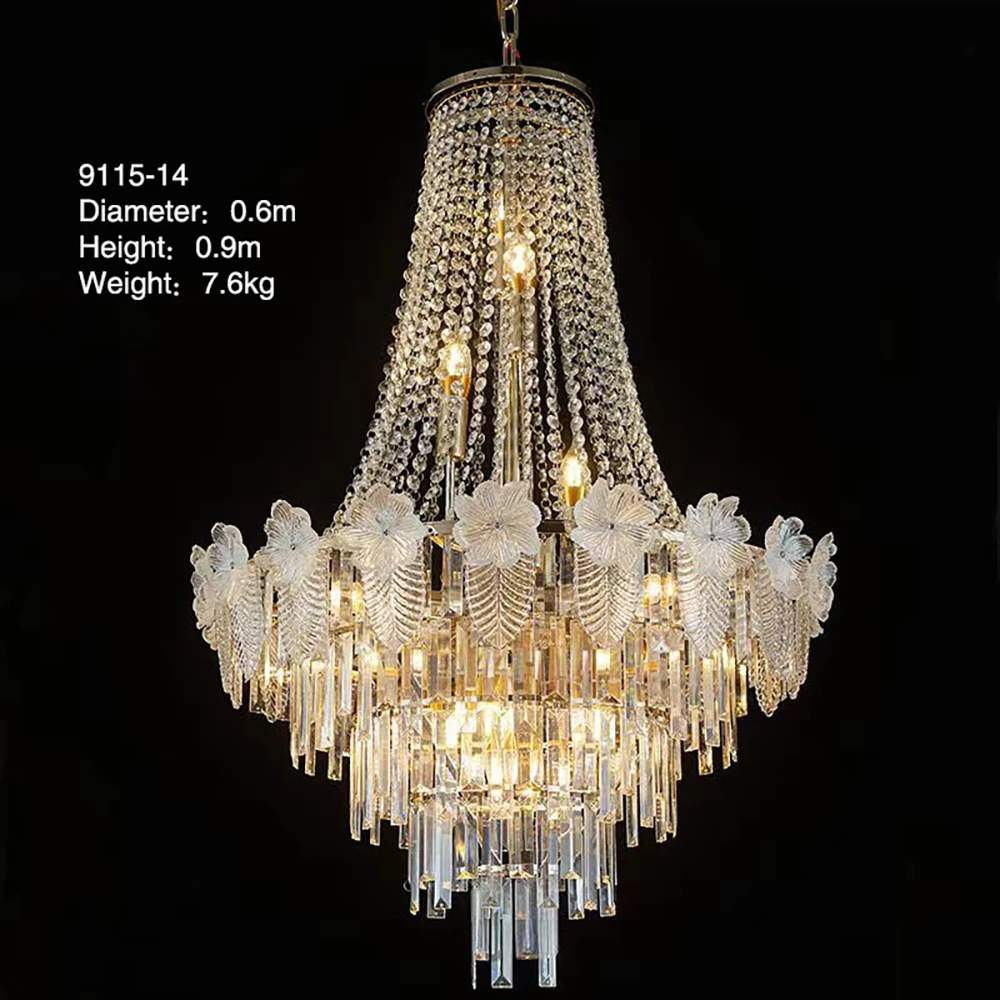 Gold Leaf Chandelier Modern Luxury Large Lighting Fixture Ceiling Lights Villa Hanging Pendant Lamp Staircase Chandelier