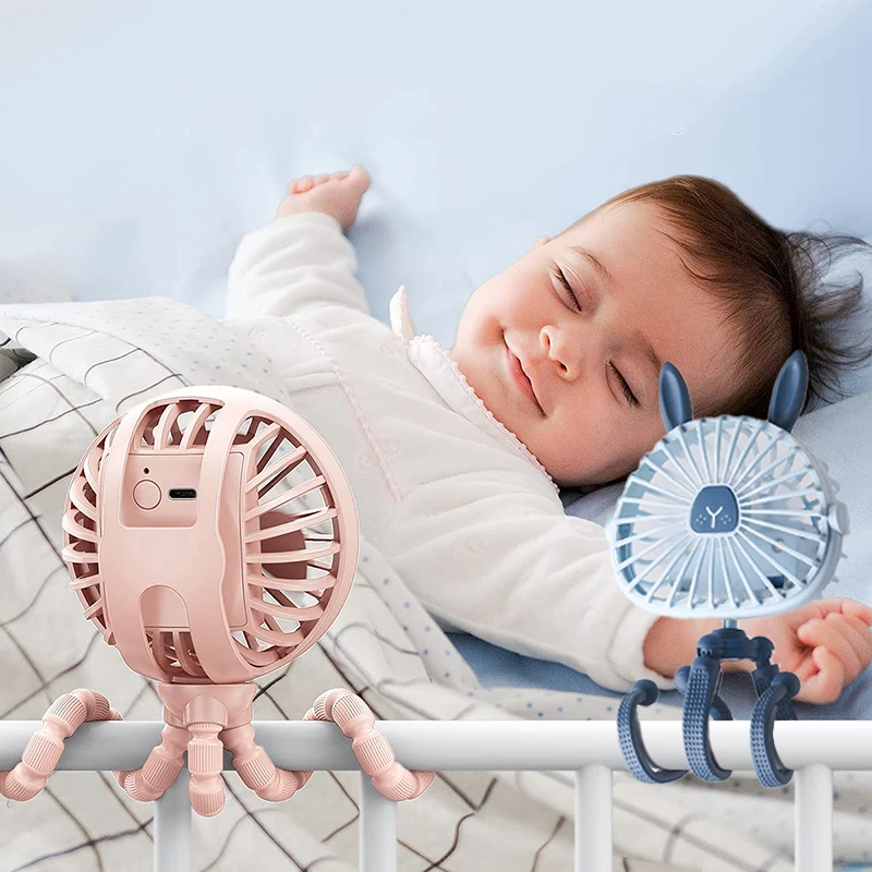 Fan for Cart Stroller Fan Portable Outdoor Fan Clip On for Baby 600mAh USB Rechargeable Handheld Electric Fan for Home 3 Speeds