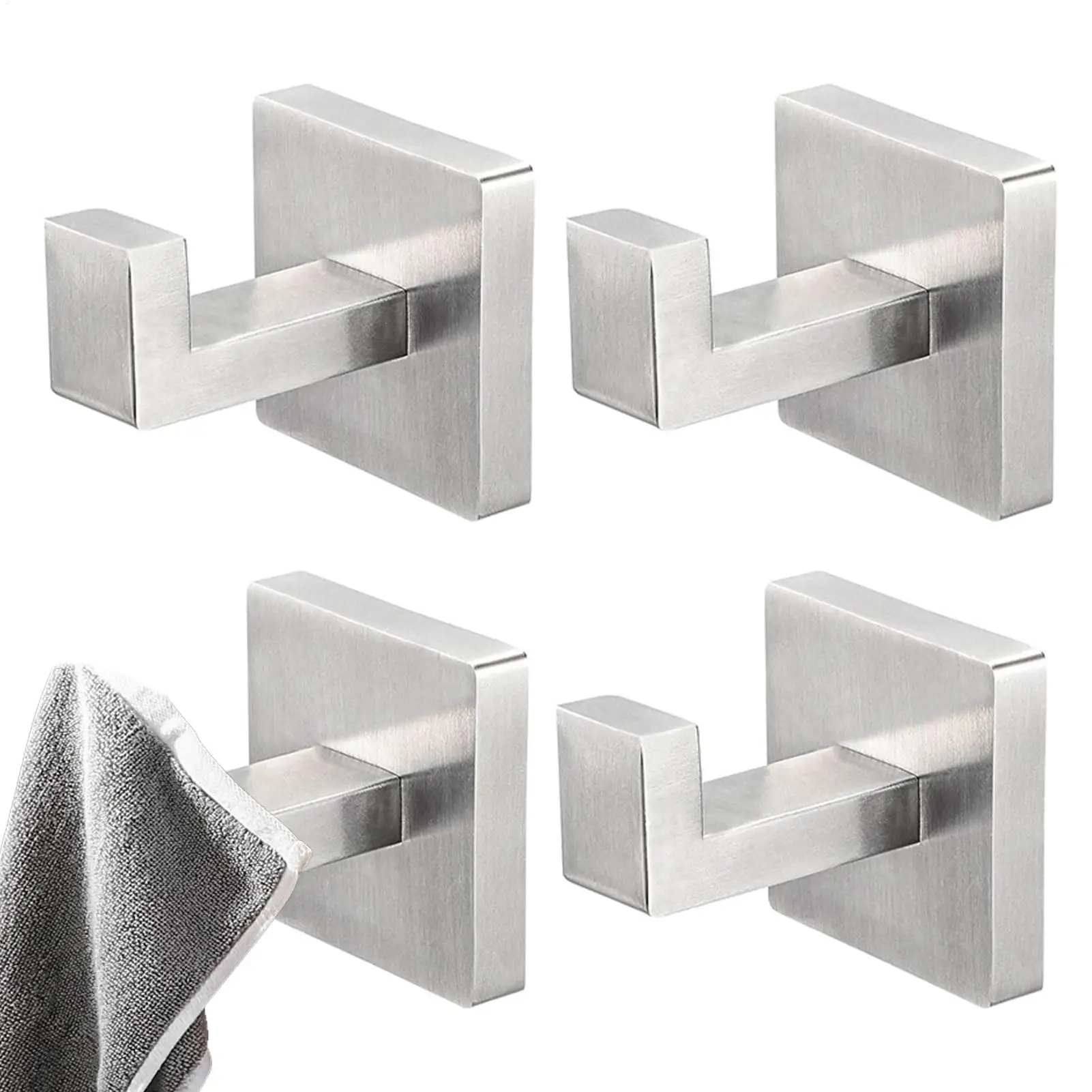 

Stainless Steel Hooks 4 Pieces Smooth Robe Hanger Stainless Steel Wall Mounted Hooks for Clothes Hats Keys Kitchen Bathroom