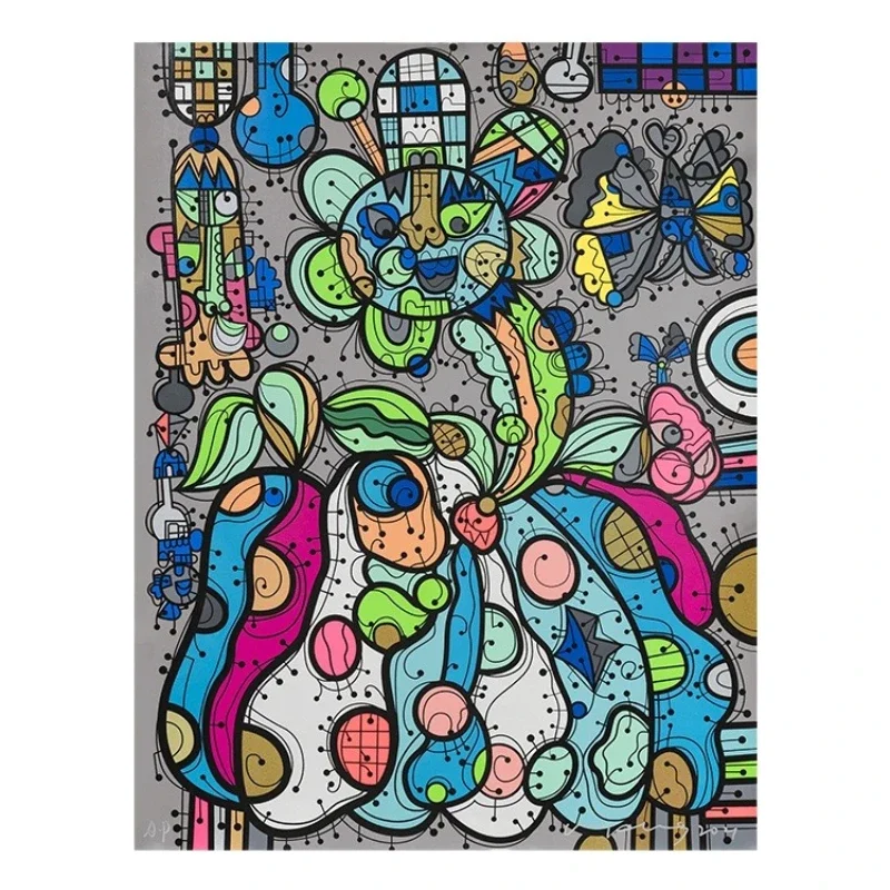 Limited original silk screen print restaurant entrance painting, all things live