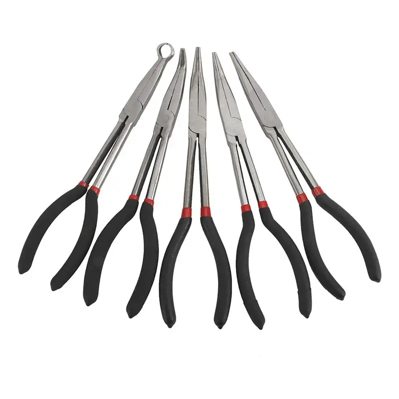 

ABLN-5PCS Long Needle Nose Pliers Set 25/45/90-Degree Angle, Straight,Curved Pliers,O-Shape Clamp Long Nose Pliers