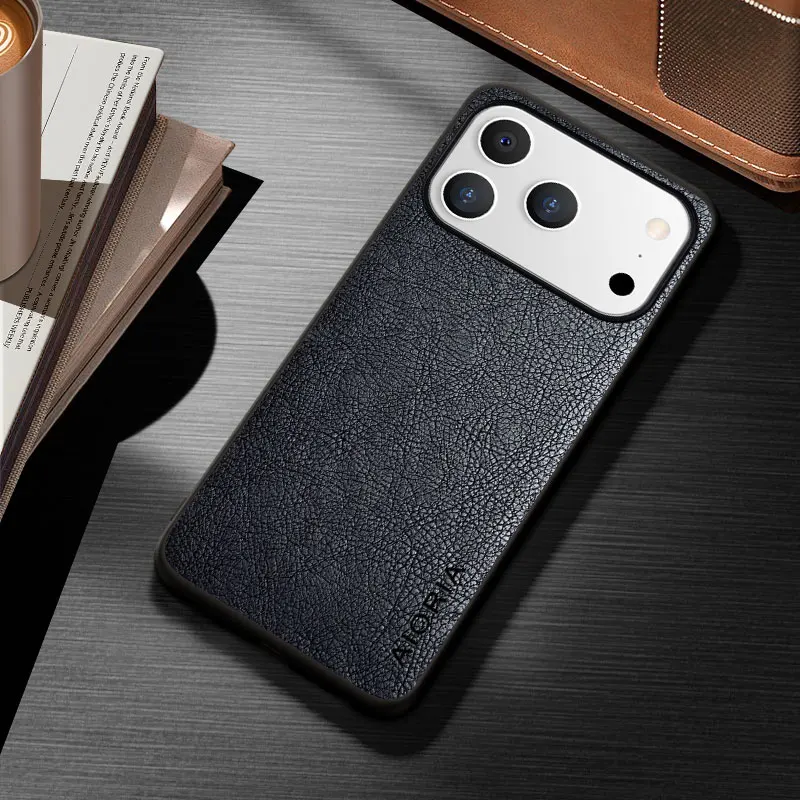 Apple iPhone 17 Pro Max ケース funda capa スタイリッシュなビジネススタイルの耐久性のあるPUレザーカバー、iPhone Airケース coque用