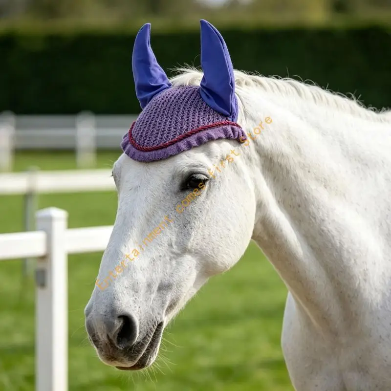 Crochet Horse Ear Bonnet with Breathable Full Ear Coverage Design 55KD