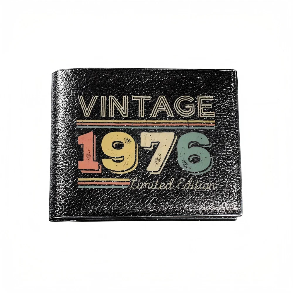 Vintage 1976 Limited Edition Men's Wallet With Retro Style Print For Casual Business Use Fashionable And Classic Design